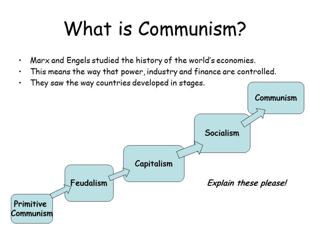 What is Communism? Marx and Engels studied the history of the world’s economies. This